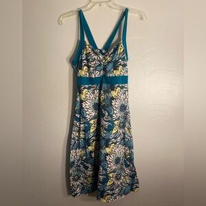 Teal and Yellow Floral Midi Dress by Prana